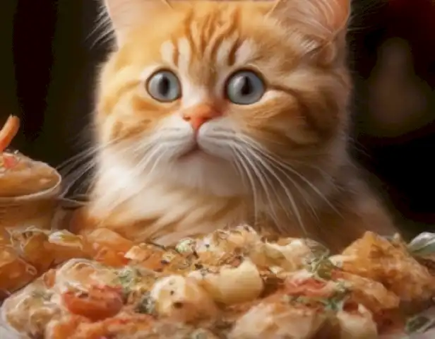 The image should showcase a happy cat enjoying the variety of nutritious foods offered in the article.