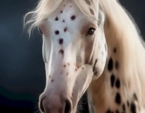 The image should depict the majestic beauty and grace of the Caballo appaloosa, showcasing its striking appearance and gentle demeanor.