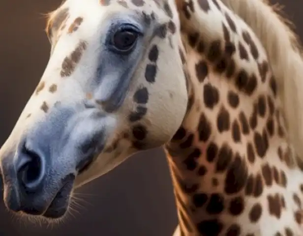 The image should depict the majestic beauty and magical allure of the Caballo Appaloosa horse, showcasing its striking features and graceful appearance.