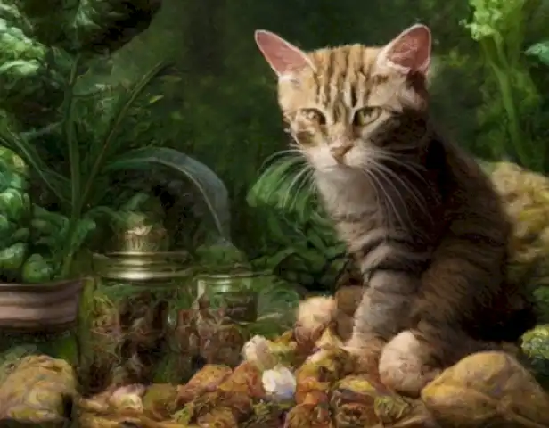 Image should depict a variety of poisonous plants and food items, highlighting the dangers they pose to cats.