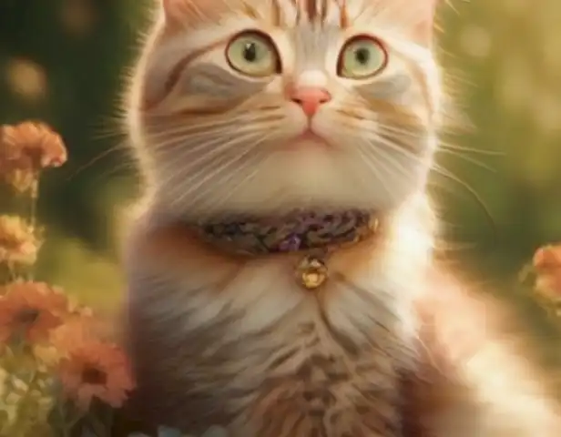 The image should depict a happy and healthy cat, enjoying a moment of contentment and well-being.