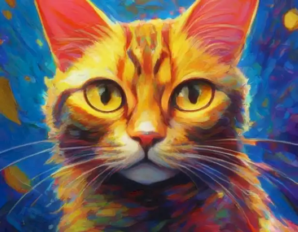 image of the article's subject, Gato tonkinés, shown in a vibrant and colorful light.