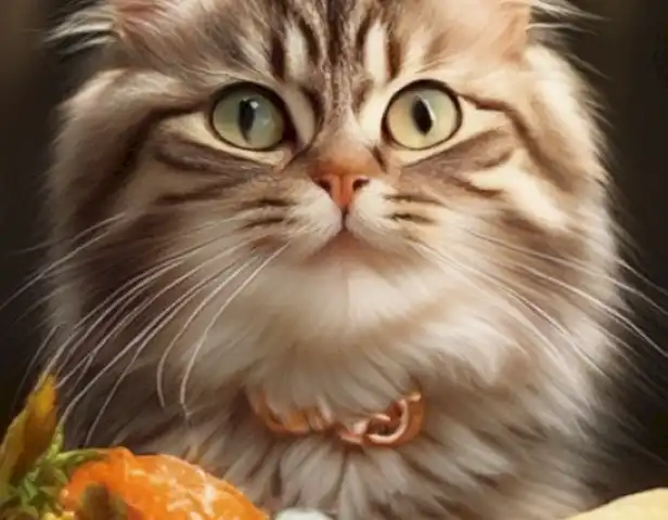  The image should depict a happy and healthy cat with a bright smile, showcasing the benefits of a healthy and balanced diet for cats.
