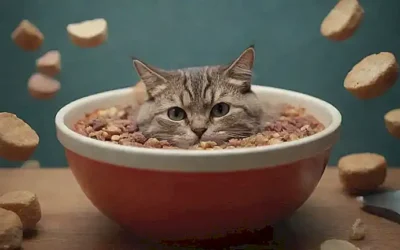 Un gato con comida