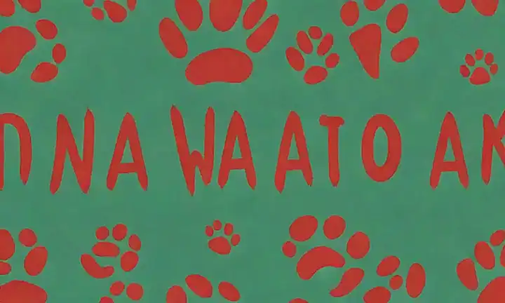 **Líneas de advertencia y huellas de perro con frase Evita la tragedia en fondo verde. **