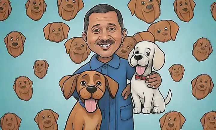 La wallpaper muestra imágenes secretas del pastor alemán con un gráfico de perro alegre