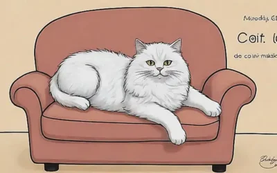 Un gato esponjoso en sofá acolchado