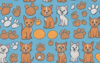 Diseño protector con huellas de patas y mascotas felices