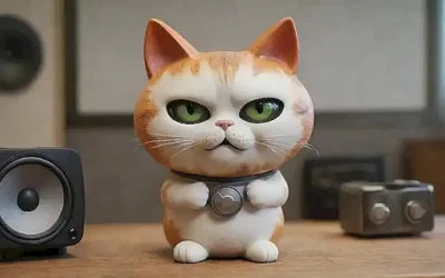 Un gato de dibujos con ceño fruncido y brazos cruzados