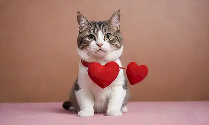 Impresión de pared con gato, corazón, confianza y unión
