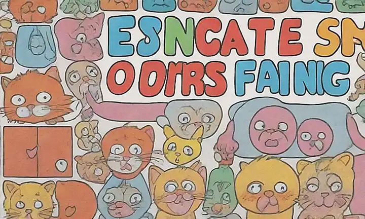 Imagen con texto colorida de ilustraciones de gatos y advertencias sobre su consumo