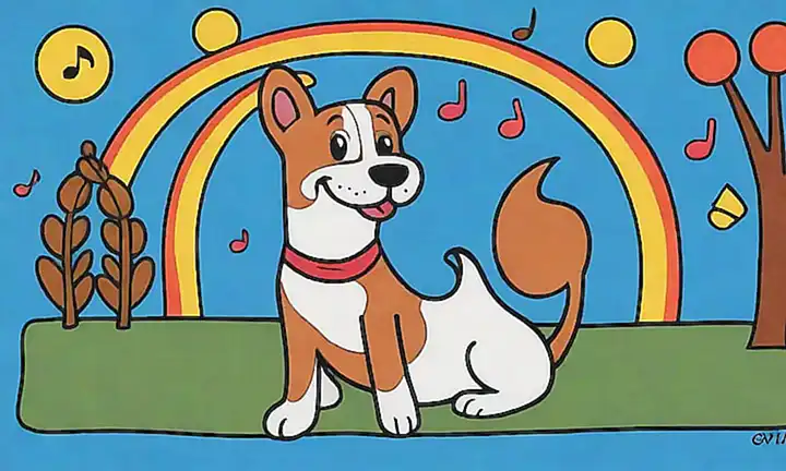 La música con alegría canina rebosante