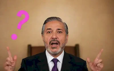 Imagen de pastor alemán machuelo con interrogantes en el texto