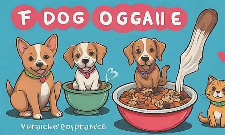 Ilustraciones de mascotas con diseños naturales y texto sobre beneficios orgánicos