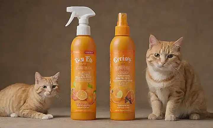 Las gotas de limón en la botella, los consejos de plagas y gatos con sonrisas en textura