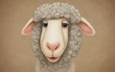 Imagen abstracta de Dolly la oveja con una narración histórica sobre ella