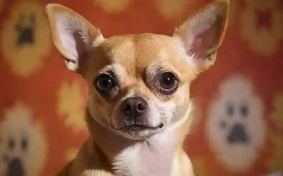 Un retrato con patrones intrincados y expresion juguetona de Chihuahua