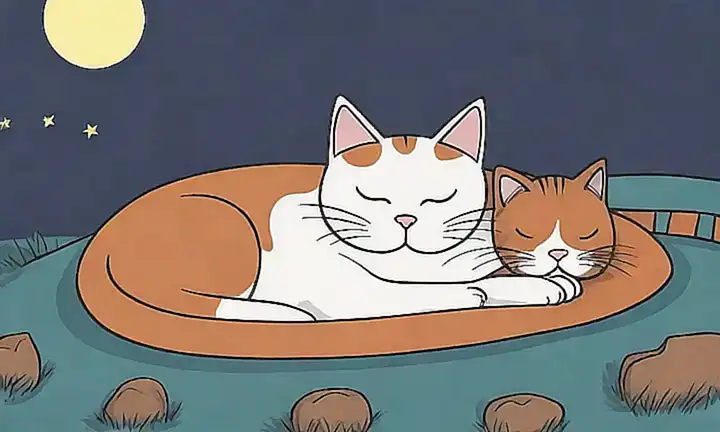 Un gato escolta nocturno protegiendo a su dueño mientras duerme