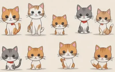 Una ilustración de gato en el papel pintado con iconos para una convivencia armoniosa con los gatos. *****Translation:** An illustrated cat design on the wallpaper with icons for harmonized living with cats