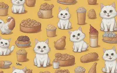 C tier kittens con gallinas y comida sana en un fondo amarillo