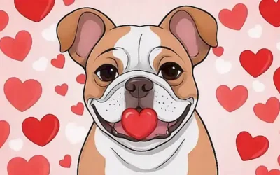 Bulldog amor con corazones ❤️