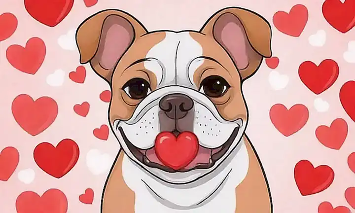 Bulldog amor con corazones ❤️