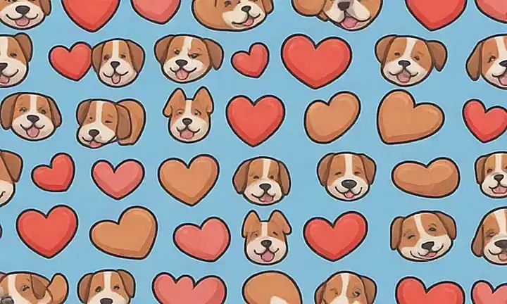 Emojis de perros, hearts y dibujos de cachorros felices inundan el espacio