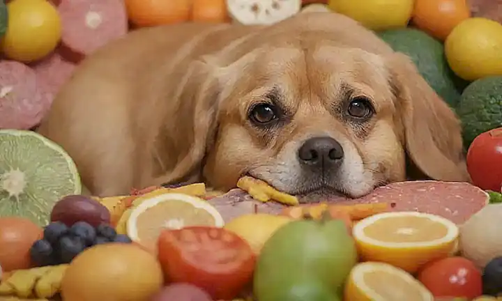 La imagen cuenta con animales de la medicina entre patrones coloridos de comida