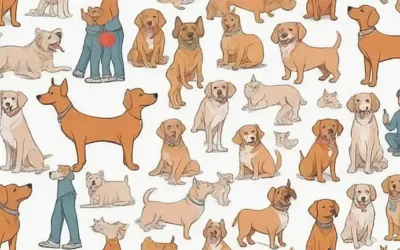 Ilustraciones coloridas de la conducta canina