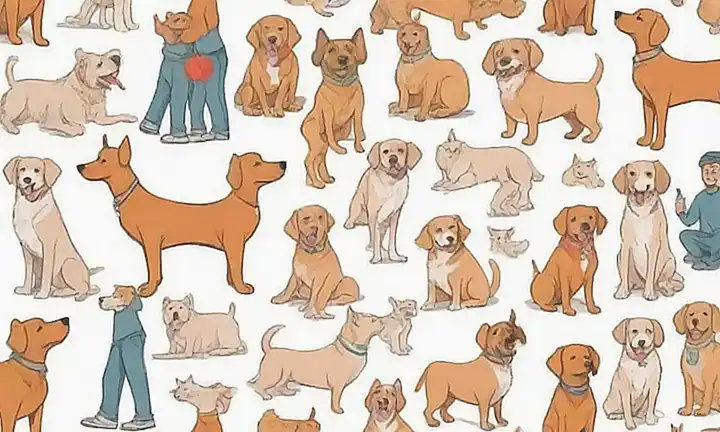 Ilustraciones coloridas de la conducta canina