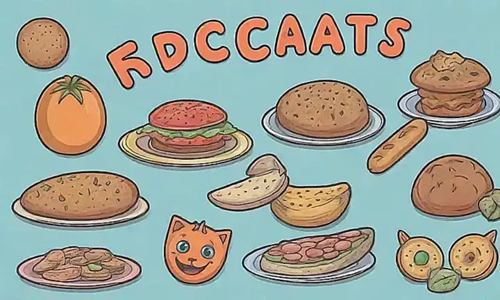 Un gráfico colorido con cinco tipos de comida para gatos.  ‍⬛