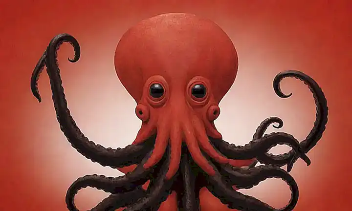 Un dibujo irónico de Pulpo Paul con un pulpo negro predice la victoria