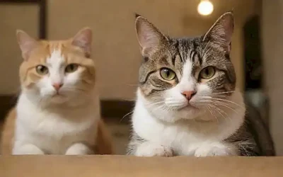 Gatos ronroneando con pasión.