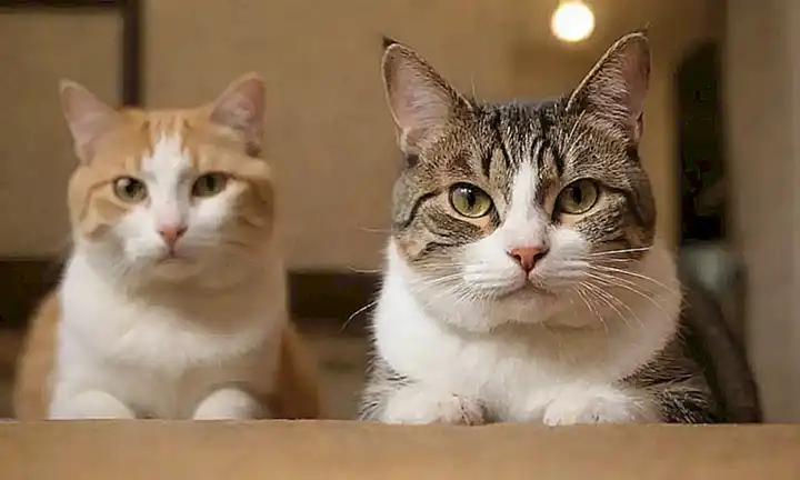 Gatos ronroneando con pasión.
