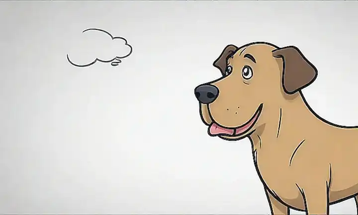 Un perro con su cabeza vibrando habla, una señal de necesidad en el aire