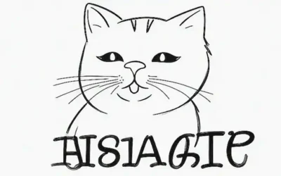 Una ilustración gráfica de un gato que observa con curiosidad