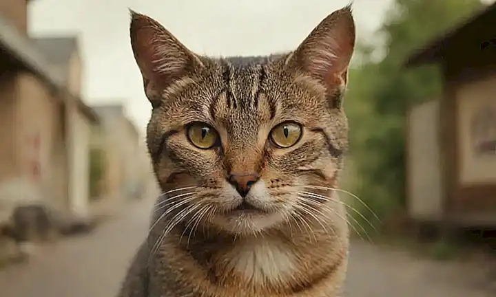Un retrato de un gato con mensajes de alerta sobre la rabia y sus consecuencias para la salud humana
