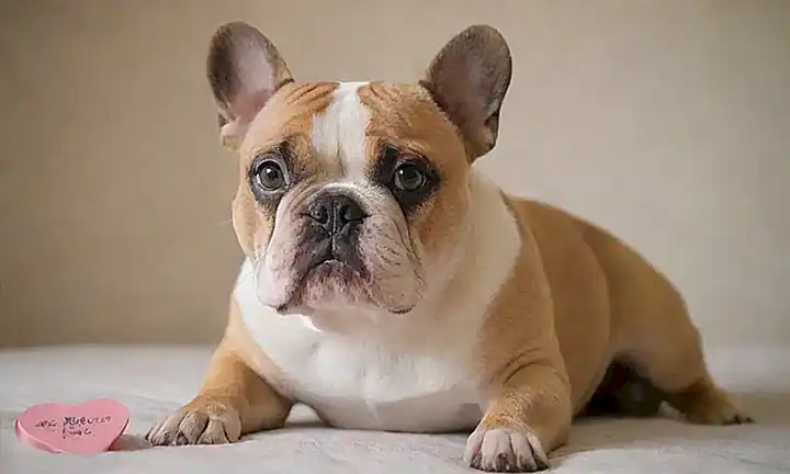Foto estética de bulldog con texto que presenta las ventajas de la raza francesa Bulldog