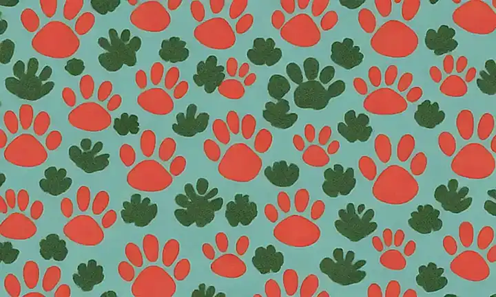 Impresionante diseño de huellas de perro con hierbas