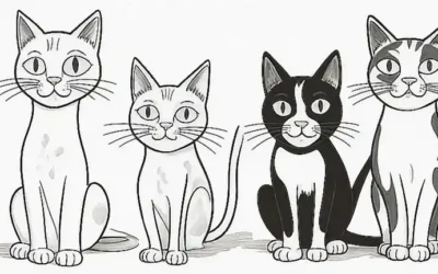 Página con ilustración de gatitos y información sobre síndromes