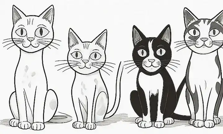 Página con ilustración de gatitos y información sobre síndromes