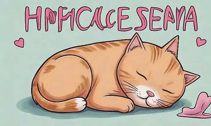 Un gato durmiendo, con información sobre hipoglucemia y sus causas.  (A sleeping cat, information about hypoglycemia and its causes.)