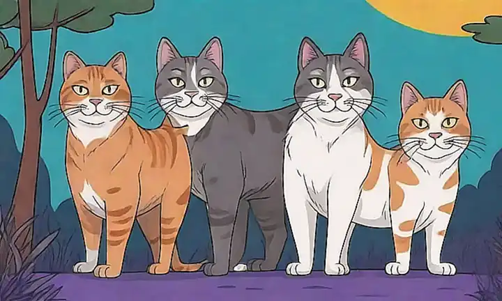 Un retrato nocturno de felinos con posturas defensivas variadas
