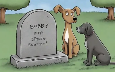 Bobby observa la lápida de su dueño fallecido