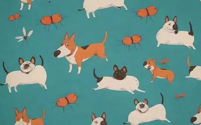 Papel de pared con dibujos de perros y recomendaciones de tratamiento