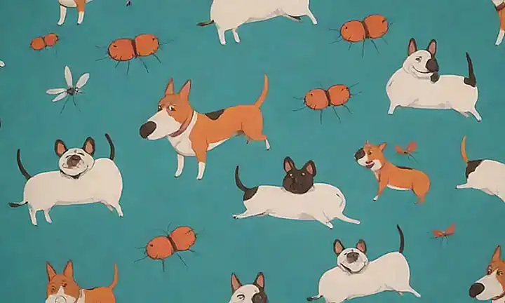 Papel de pared con dibujos de perros y recomendaciones de tratamiento