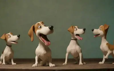 Los perros juegan alegremente
