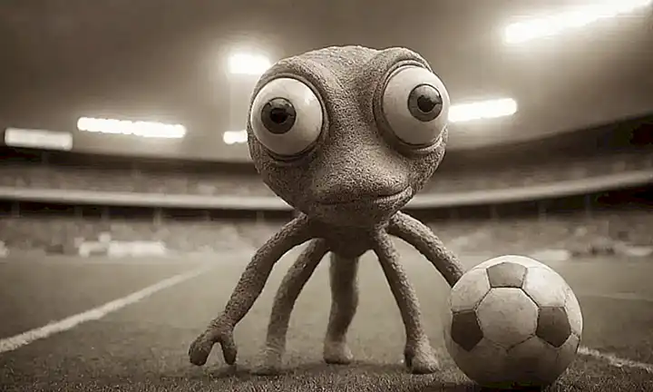 Una historia de fútbol de Paul el octopus en tonos sepia