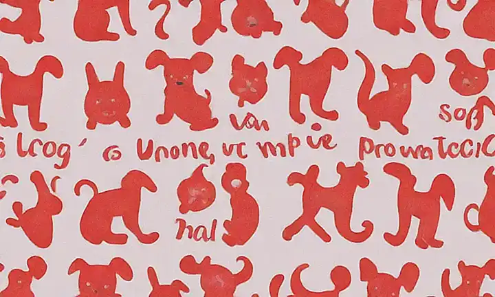 Un retrato de perro protector en papel tapiz con rayas rojas y blancas