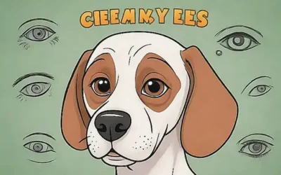 Un wallpaper con instrucciones y recomendaciones para limpiar los ojos de perros